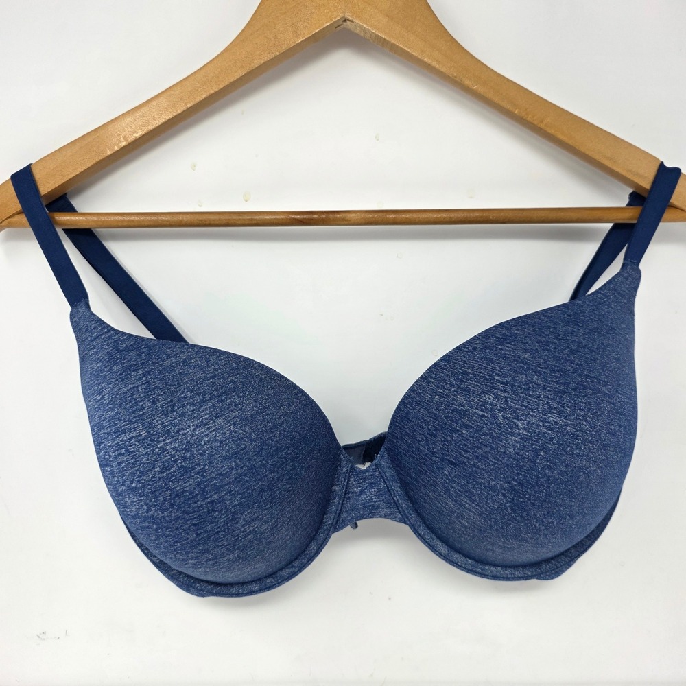 Victoria's Secret Padded Perfect Coverage Bra Blue Heathered 38D Underwire